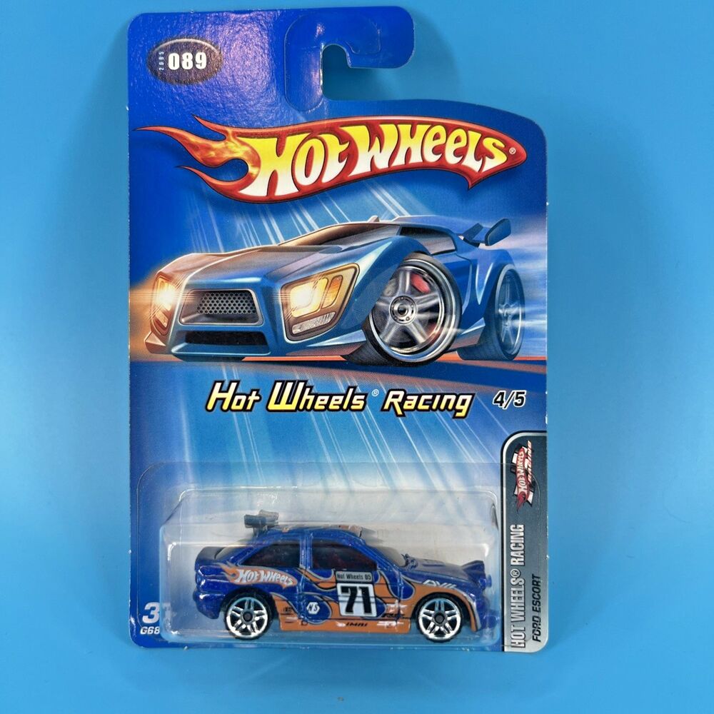 2005 Hot Wheels Hot Wheels Racing Ford Escort Metalflake Blue PR5 #89 VHTF